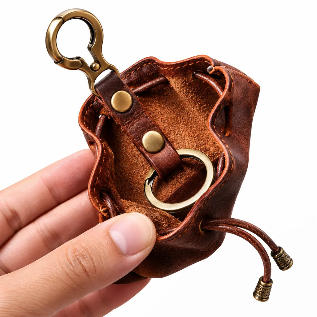 Vintage Drawstring Coin & Key Pouch