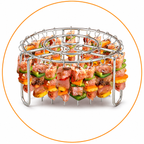 Air Fryer Skewer Rack – Stainless Steel 24-Stick BBQ Grill Set
