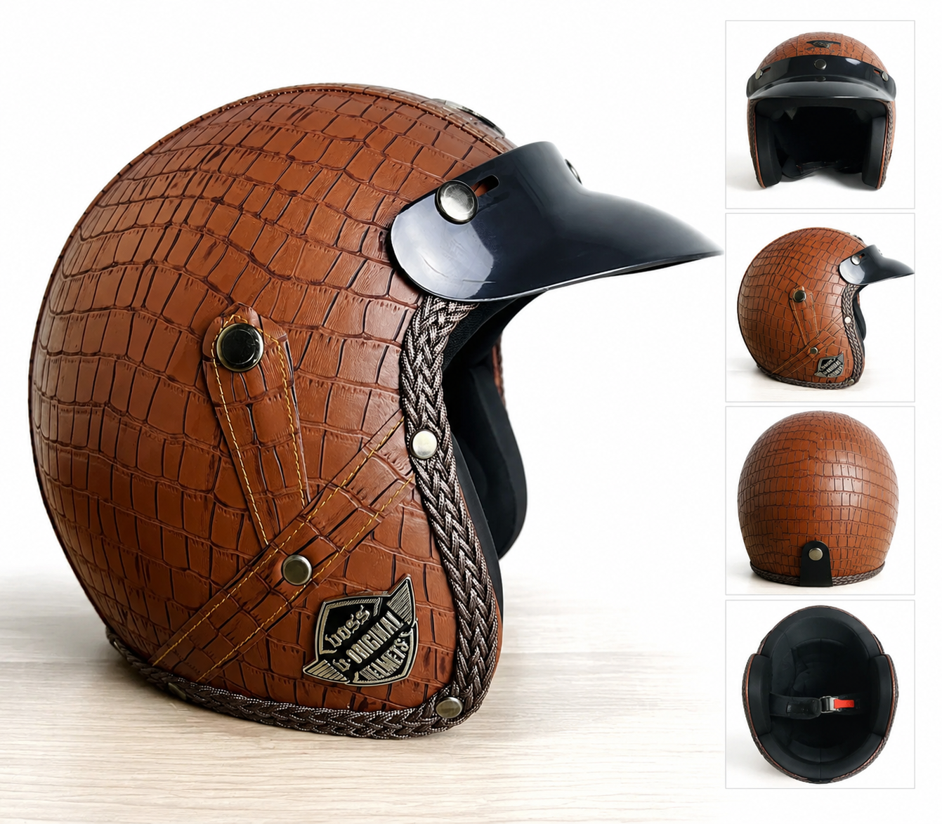 Voss Classic Leather Helmet-Brown