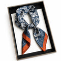 Fashionable Small Square Silk Scarf  for Men of Women-Navy Blue-DRB7043