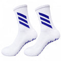 1 Pair Non Slip Breathable Football Socks Half Muja-white blue stripe