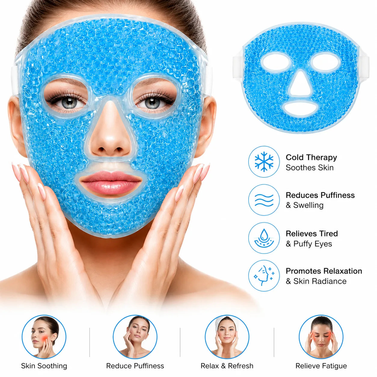 Gel Cooling Face & Eye Mask – Hot & Cold Compress-1pcs