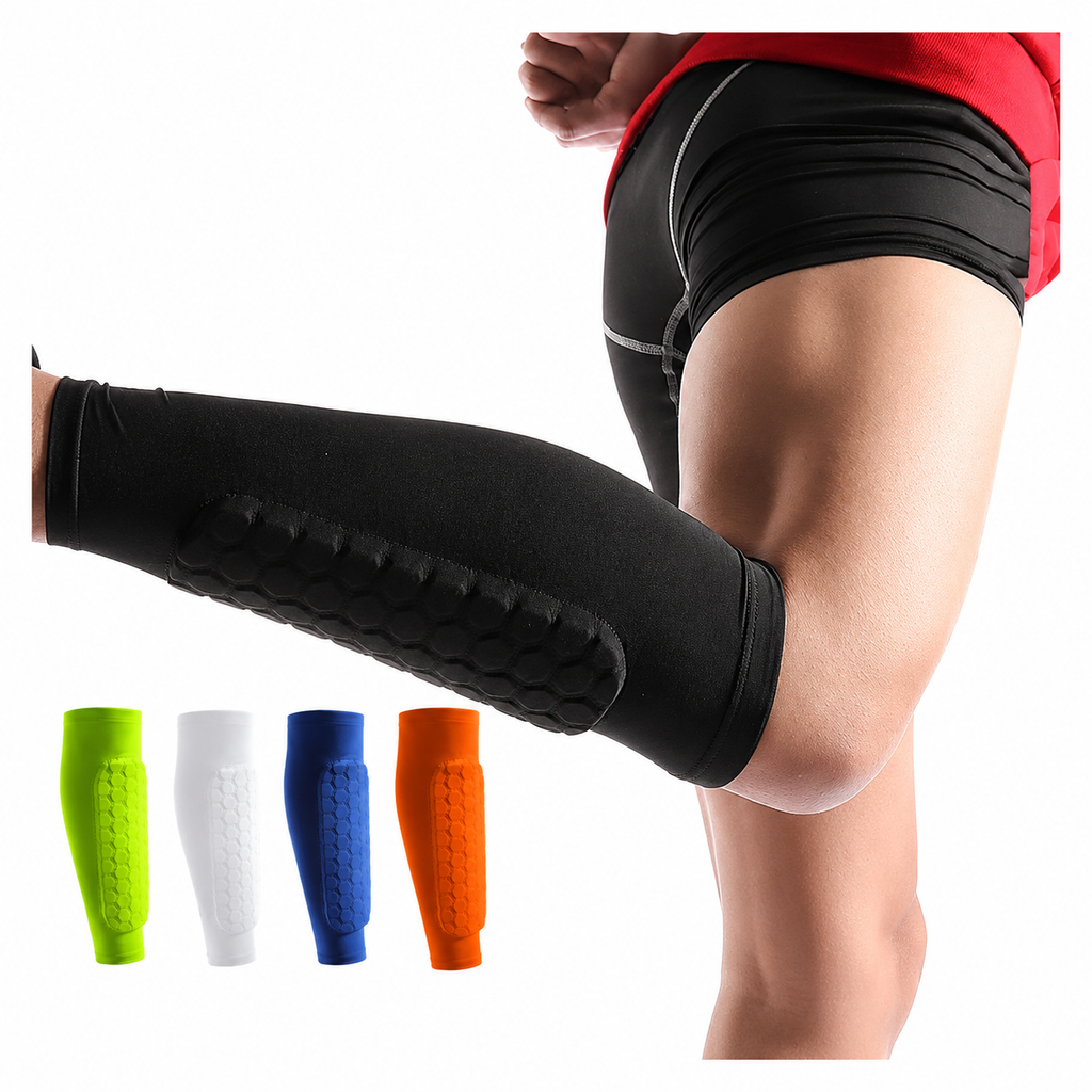 2Pcs Football Shin Guard Compression Sleeves with Foam Pads