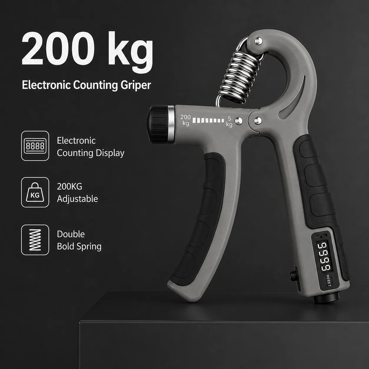 Adjustable Resistance Hand Grip Strengthener with Counter-200KG