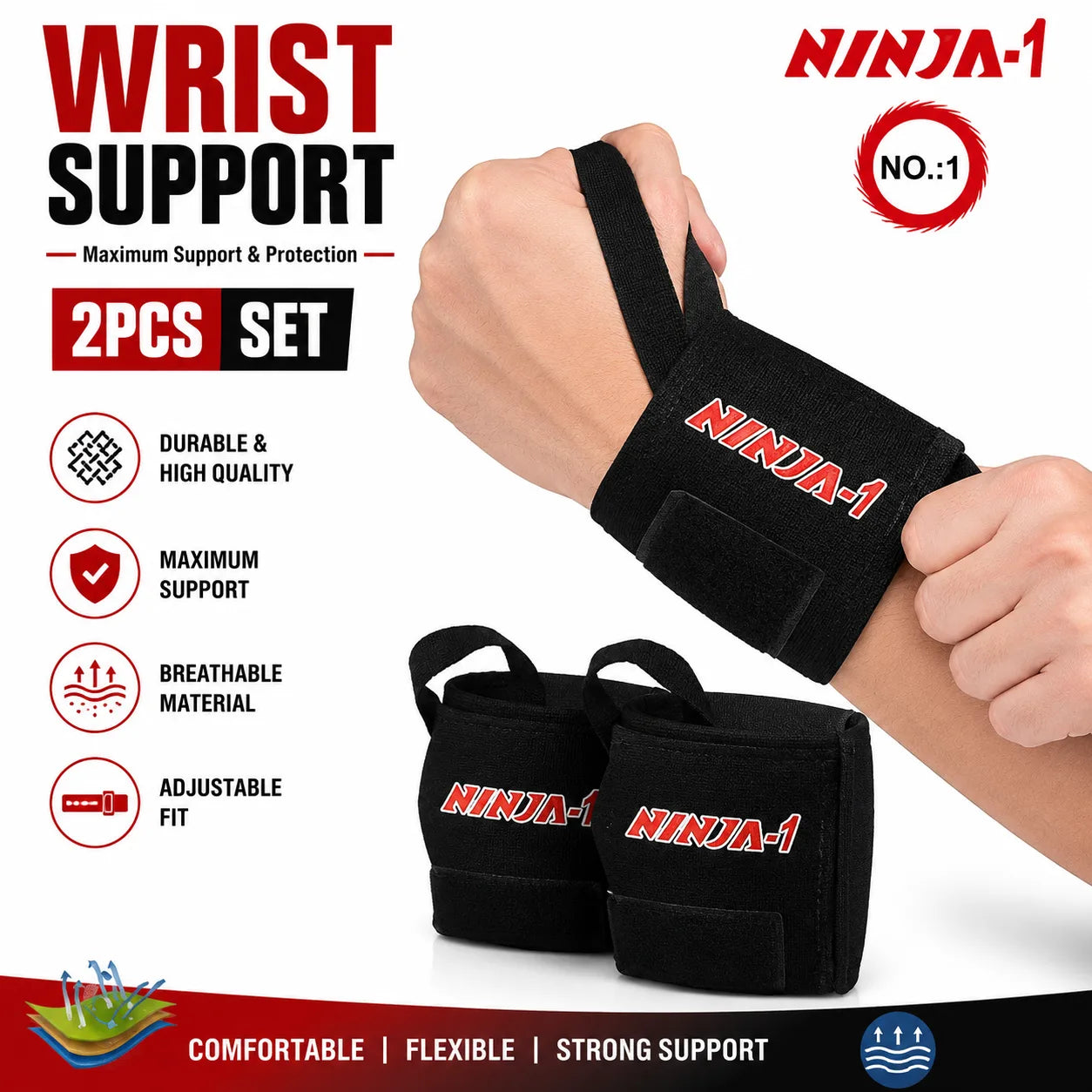 Ninja-1 Wrist Support-2pcs