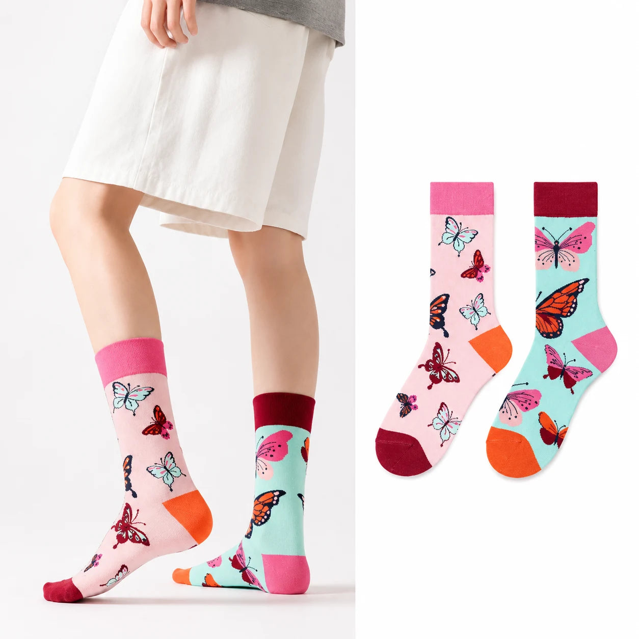 Butterfly dancing gracefully Mandarin Duck Socks –1 Pair-DRB1059