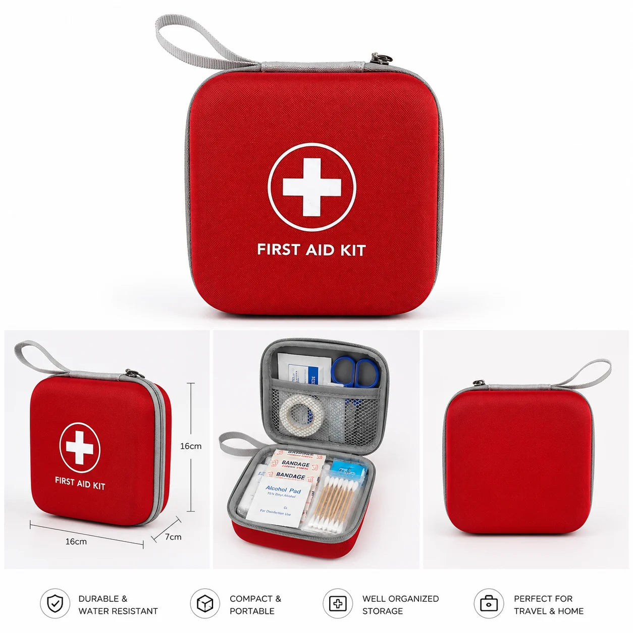 Portable First Aid Storage Box–Emergency Medical Kit Organizer-DRB002