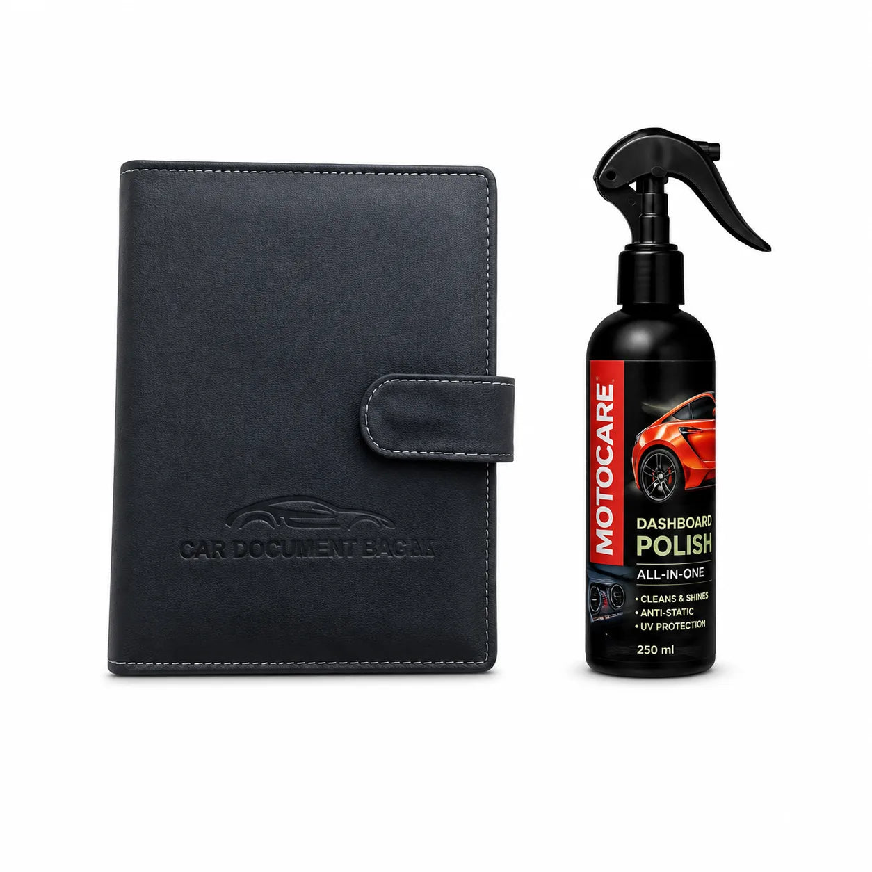 Car Documents Holder, Motocare Dashboard Polish Combo-3