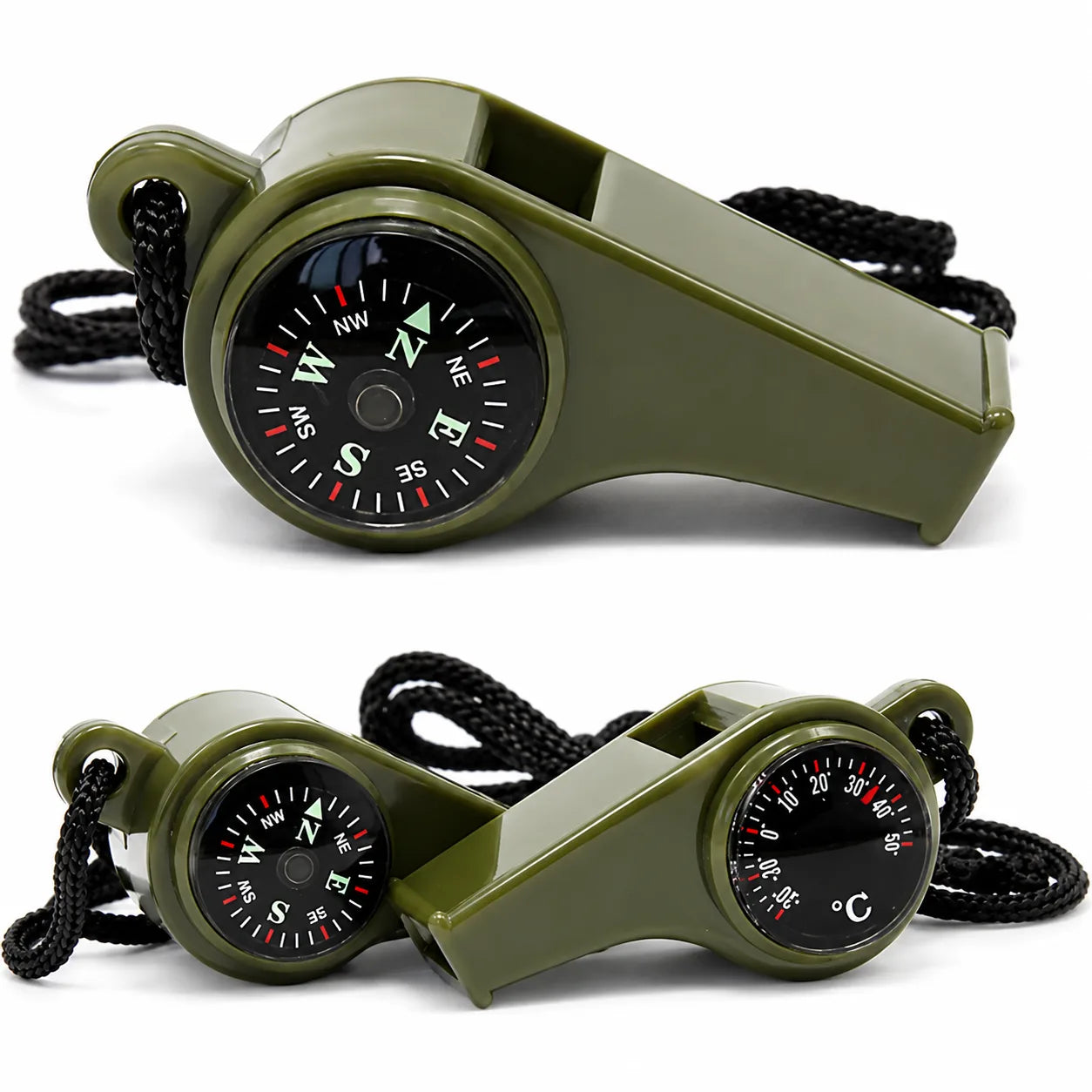 3-in-1 Survival Whistle –Compass & Thermometer Emergency Whistle