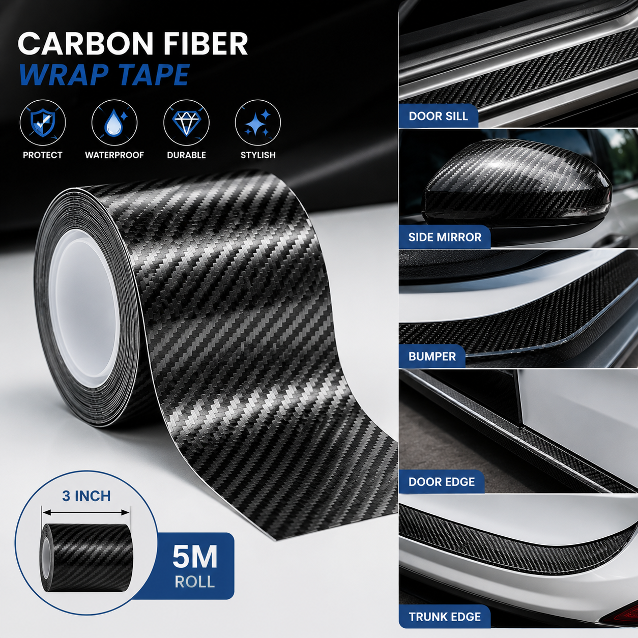 Carbon Fiber Guard Wrap Film Tape