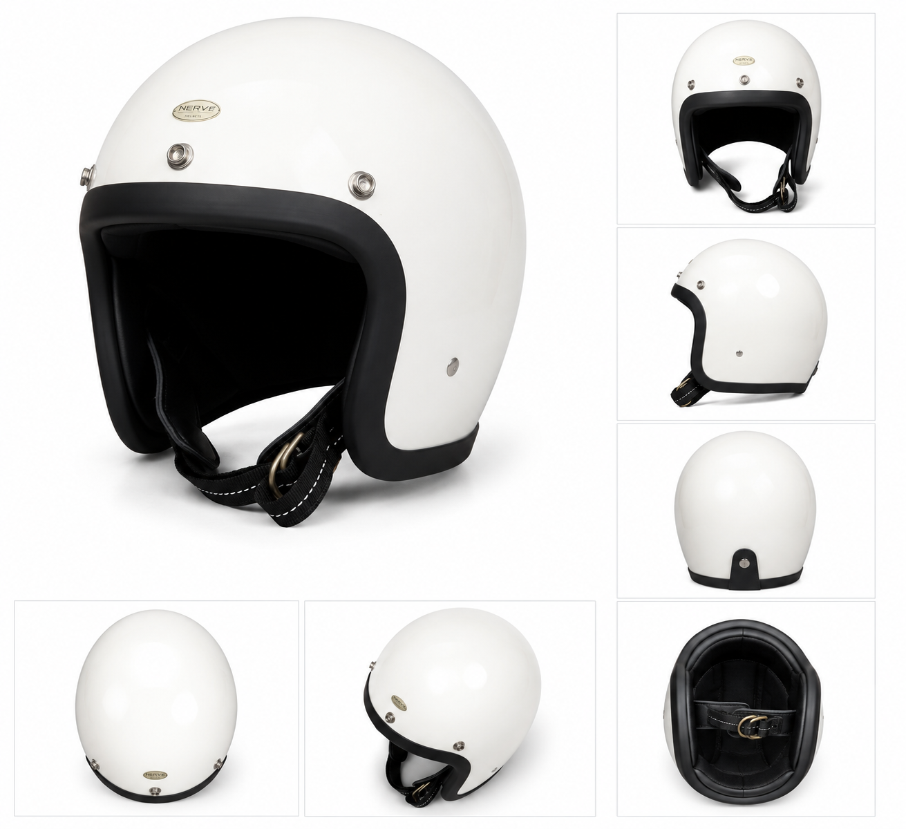 500TX Open Face Jet Fiberglass Helmet-Ivory White