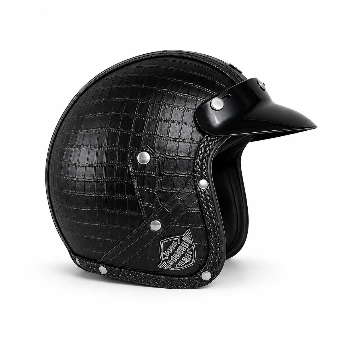 Voss Classic Leather Helmet-Black