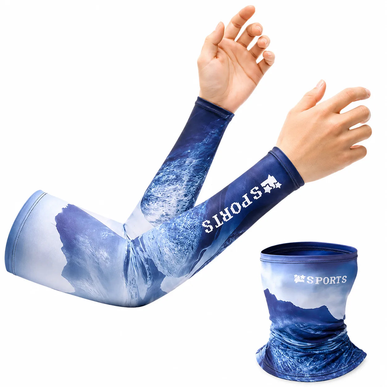 1 Pair Cooling Arm Sleeves UV Protection Sports Sun Sleeves +Bandana