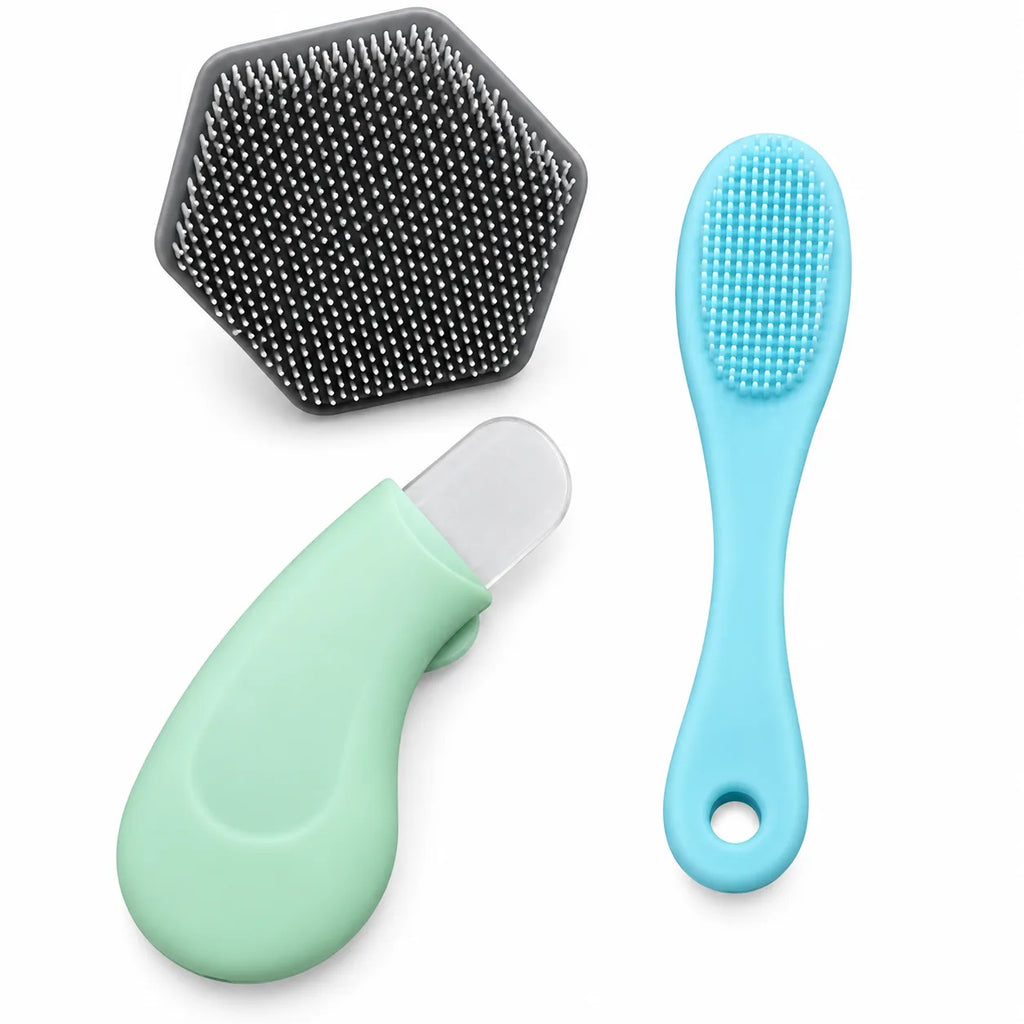 3-in-1 Silicone Body Scrubber & Exfoliating Cleaning Brush Set