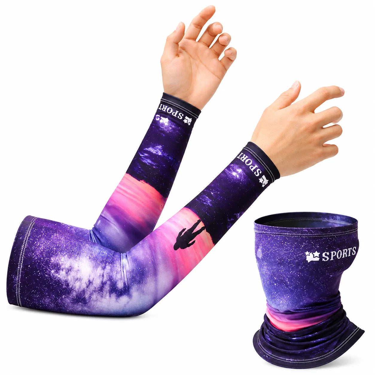 1 Pair Cooling Arm Sleeves UV Protection Sports Sun Sleeves +Bandana