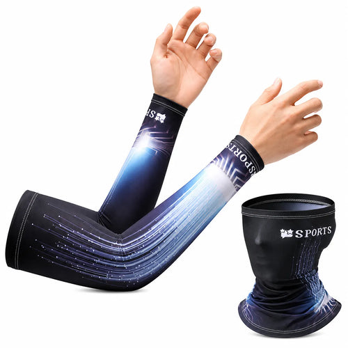 1 Pair Cooling Arm Sleeves UV Protection Sports Sun Sleeves +Bandana