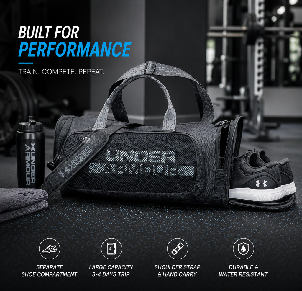 Waterproof Oxford Sports Duffel Bag with Shoe Compartment for Gym, Travel & Outdoor Use