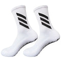 1 Pair Non Slip Breathable Football Socks Half Muja-White-Black Stripe