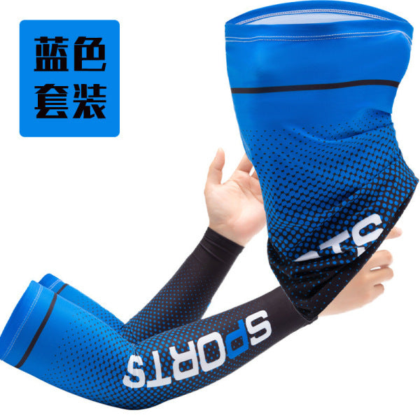 Sports Hand Sleeves + Bandana Combo-blue