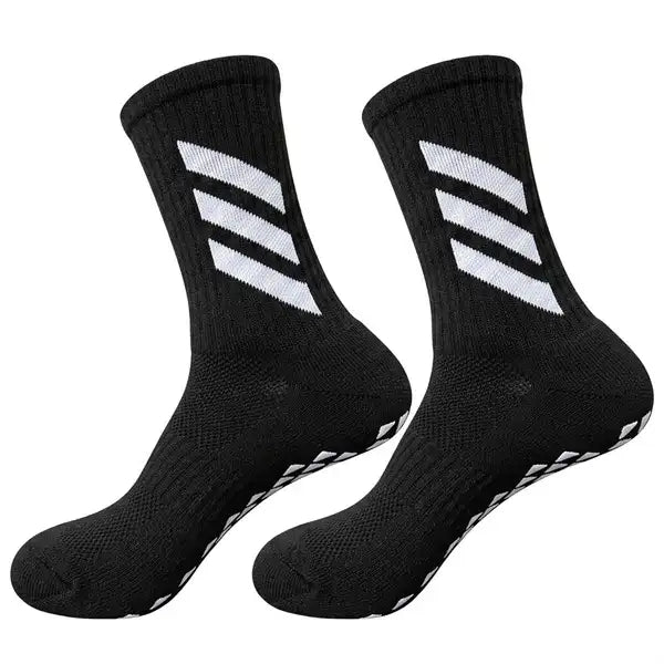 1 Pair Non Slip Breathable Football Socks Half Muja-pure Black-white stripe