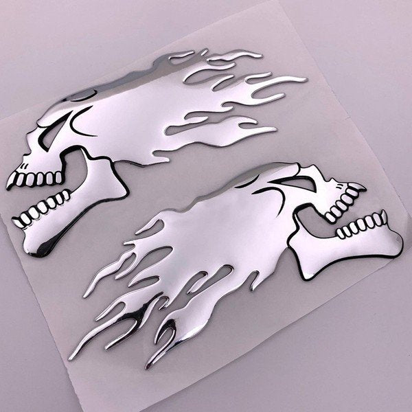 3D Ghost Skull Motorcycle Tank Stickers – 2 Pcs