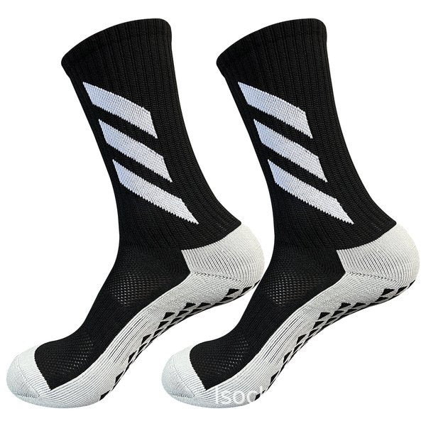 1 Pair Non Slip Breathable Football Socks Half Muja-Black-Ash (২পিচ)