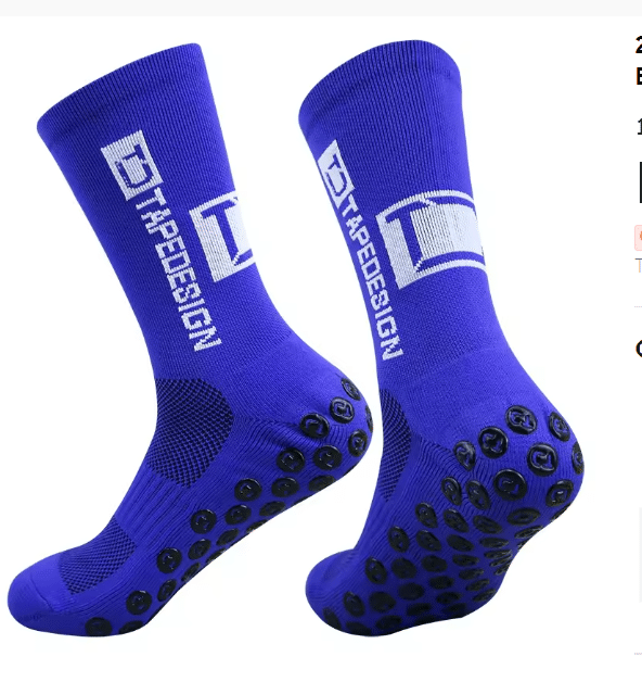 1 Pair Non Slip Breathable Football Socks Half Muja-Blue (২পিচ)