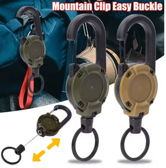 2Pcs Retractable Keychain – Heavy-Duty Carabiner Pull Reel