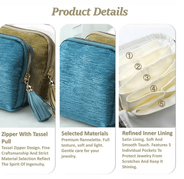 6-Layer Jewellery Storage Bag, Velvet Jewellery Pouch Bag