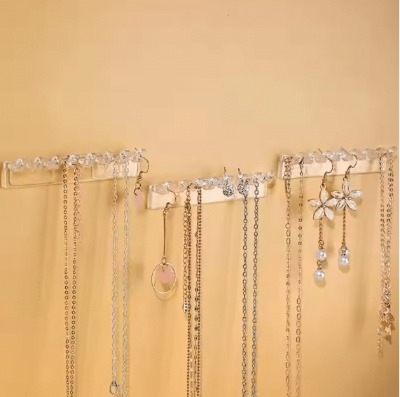 Wall Mounted Jewelry Organizer – 3 Pack Necklace Holder with 8 Hooks