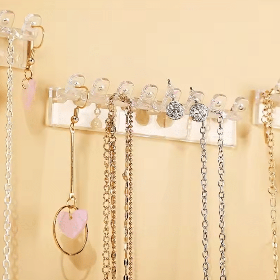 Wall Mounted Jewelry Organizer – 3 Pack Necklace Holder with 8 Hooks