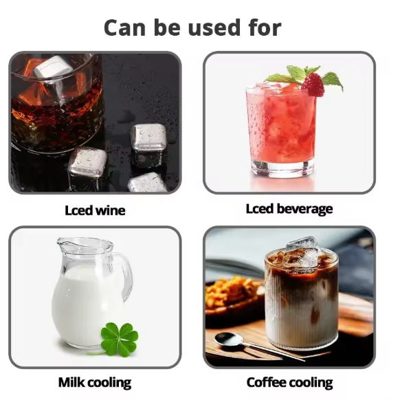 Stainless Steel Ice Cubes Set – 4pcs Pack