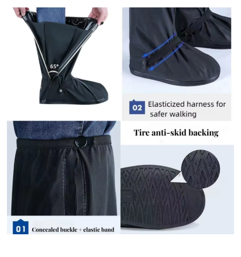 Waterproof Reusable Shoe Rain Cover Anti-Slip Boot Protector for Men & Women-2pcs