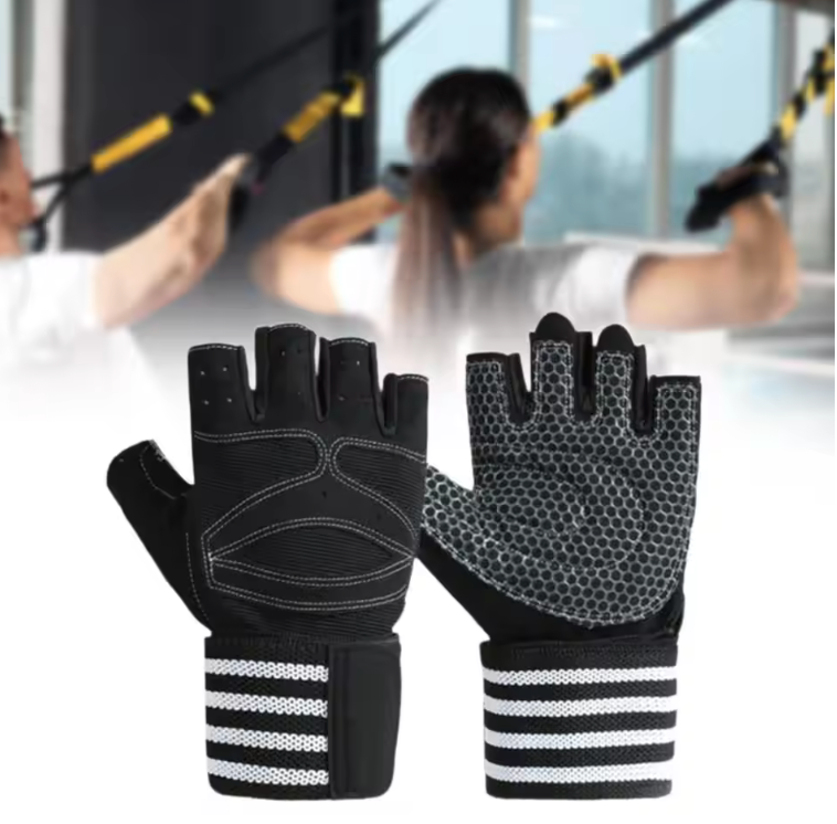 Half Finger Workout Gloves – Full Palm Protection & Non-Slip Grip for Gym, Cycling & Training