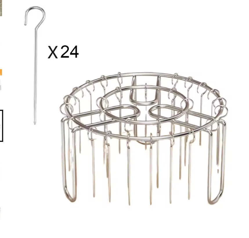 Air Fryer Skewer Rack – Stainless Steel 24-Stick BBQ Grill Set