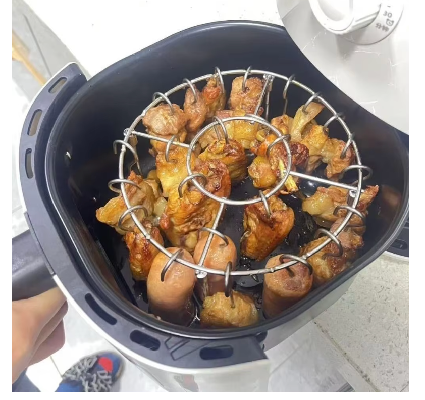 Air Fryer Skewer Rack – Stainless Steel 24-Stick BBQ Grill Set