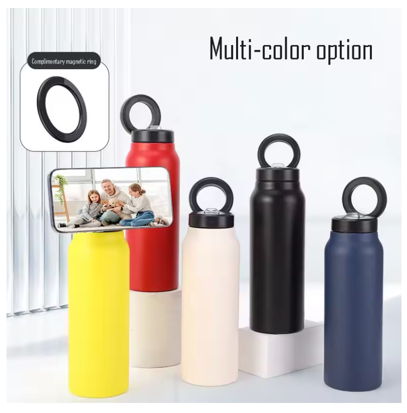 Magnetic Vacuum water bottle with Phone Holder