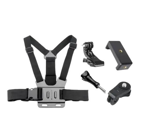Chest mount strap for mobile smartphones and action cameras