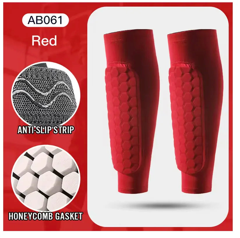 2Pcs Football Shin Guard Compression Sleeves with Foam Pads