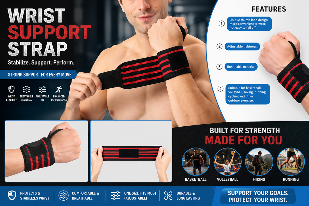 2pcs of Wrist Guards – Anti-Sprain Gym Wrist Support with Velcro