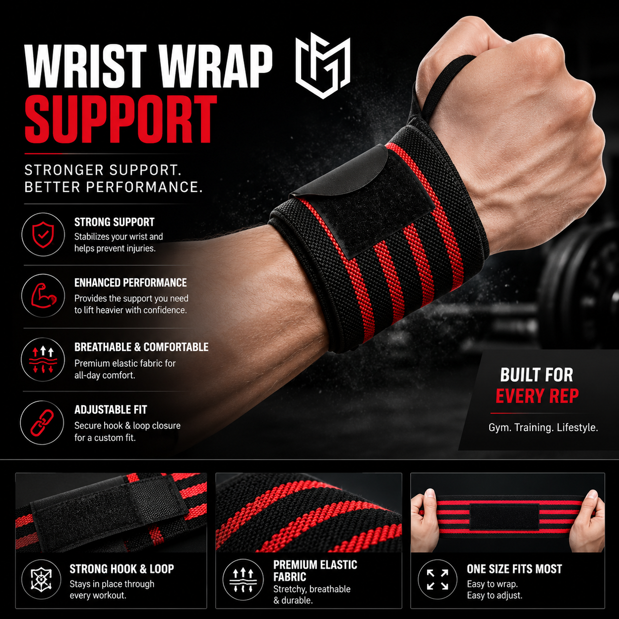 2pcs of Wrist Guards – Anti-Sprain Gym Wrist Support with Velcro
