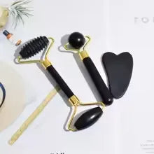 3PCS Jade Roller & Gua Sha Set with  Gift Box-Black