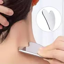 Stainless Steel Gua Sha Face Massage Tool heart Shape with Pouch Bag– 1Pc