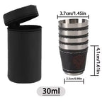 4PCS Stainless Steel Hip Flask Set with Leather Wrap-30ml