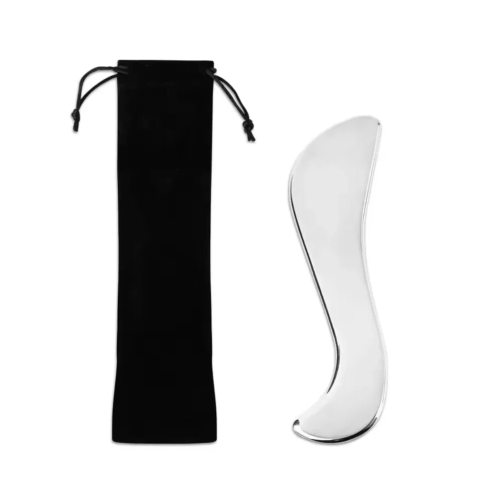 Large S-Shaped Gua Sha Fascial Knife with Black Cloth Bag
