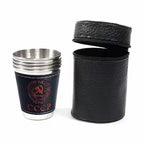 4PCS Stainless Steel Hip Flask Set with Leather Wrap-30ml