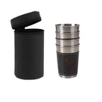 4PCS Stainless Steel Hip Flask Set with Leather Wrap-30ml