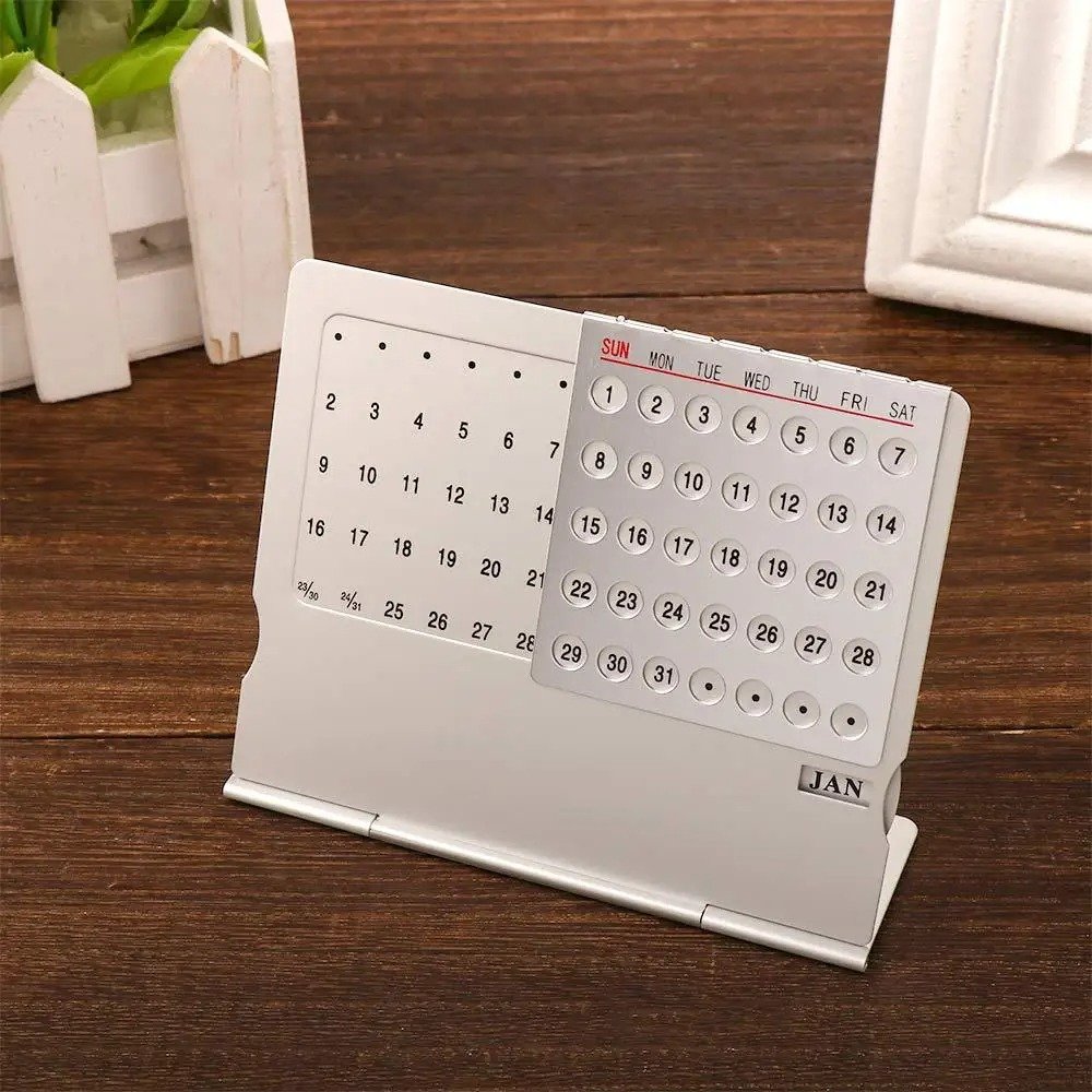 Premium Metal Perpetual Calendar – Reusable 100-Year Desk Organizer & Decor