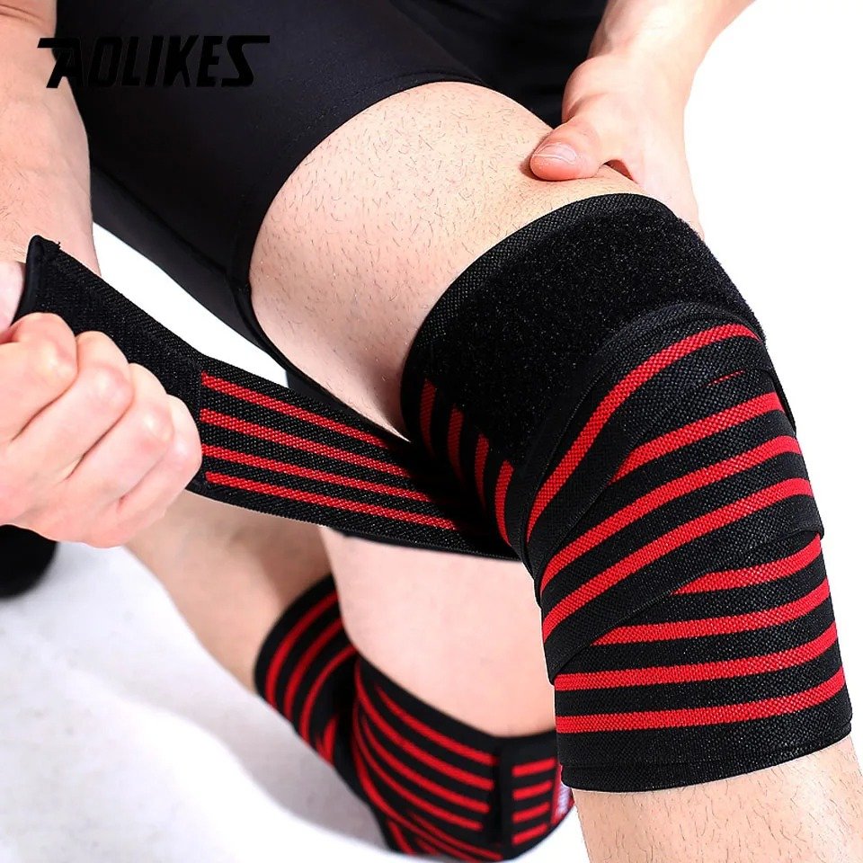 Weight Lifting Knee Wraps – Compression Support Strap (180×8CM)