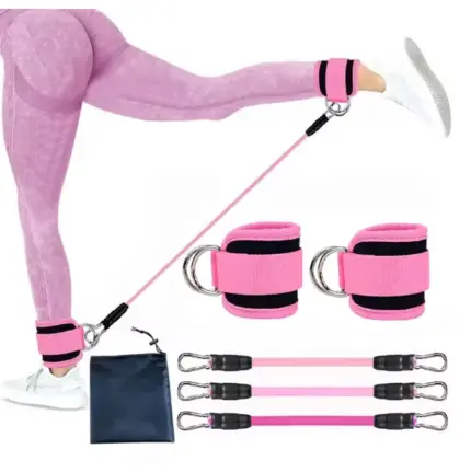 Adjustable D-Ring Ankle Straps Set – Glute & Leg Training Belt for Gym & Yoga